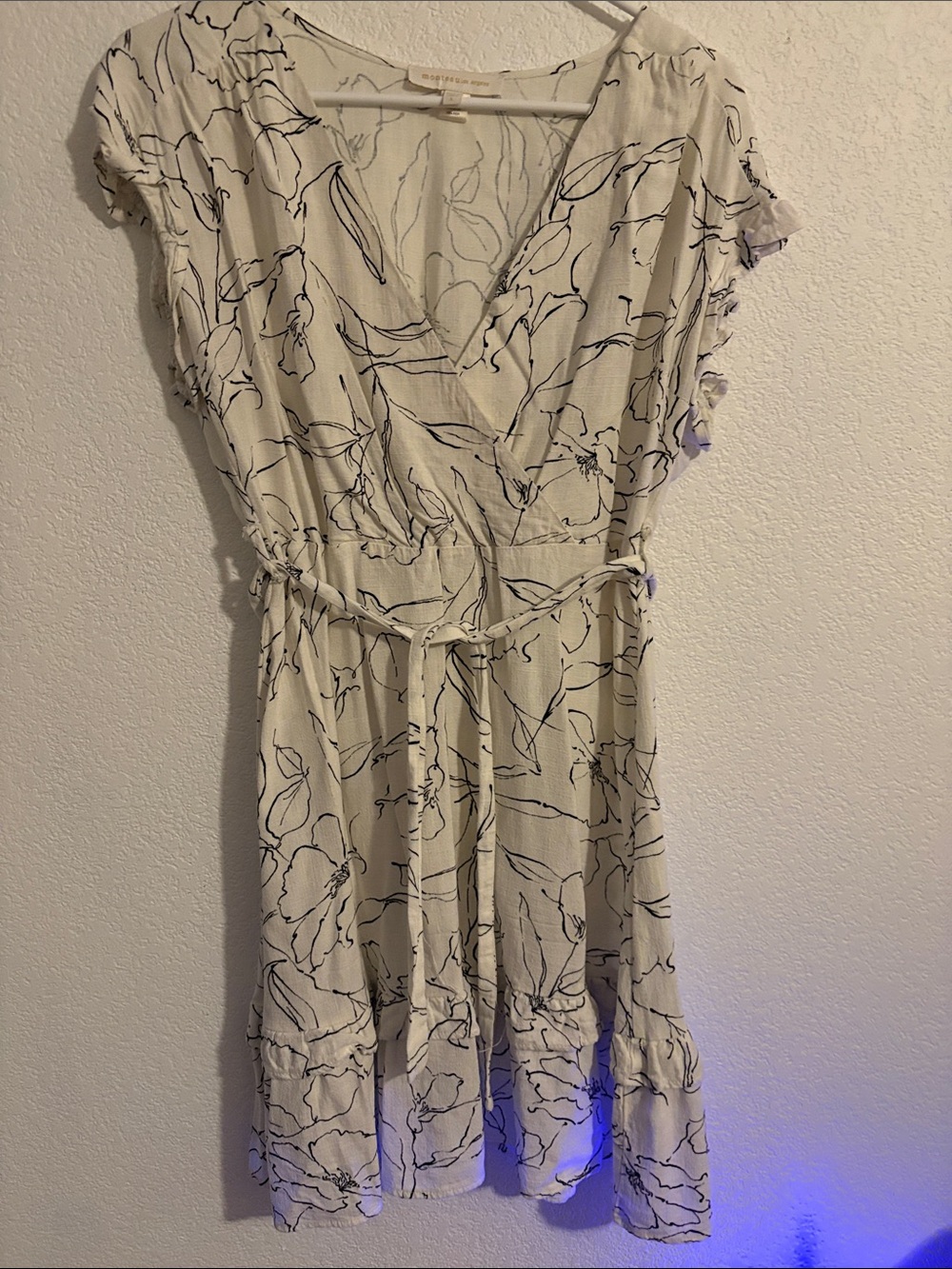 Monteau Cream Midi Dress with Navy Floral Sketch